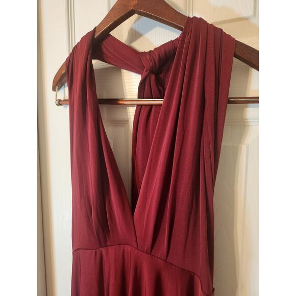 Lulu's Tricks of the Trade Burgundy Wrap Maxi Dress - Picture 2 of 6